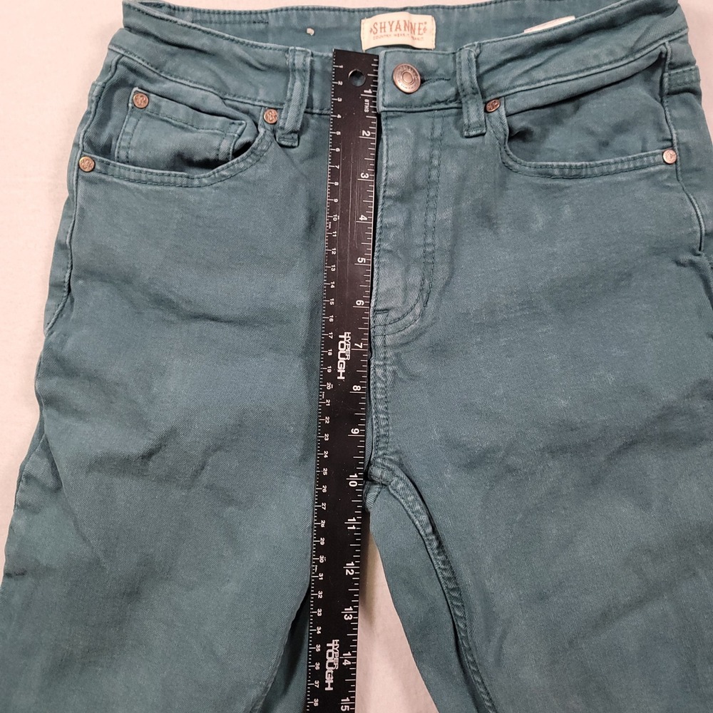 Shyanne Extreme Flare Jeans Womens 29 Teal Green Solid High Rise Cotton Stretch - Picture 7 of 12